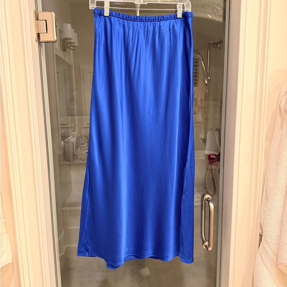 J. Crew Royal Blue Satin Maxi Skirt